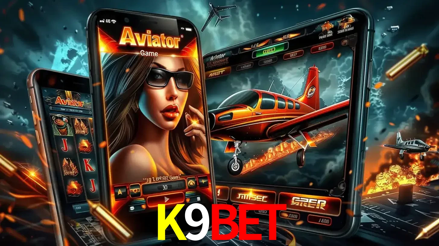 O popular jogo de apostas Aviator exibido em vários celulares e tablets, mostrando a interface emocionante e a ação de voo disponíveis para jogar agora no K9BET.