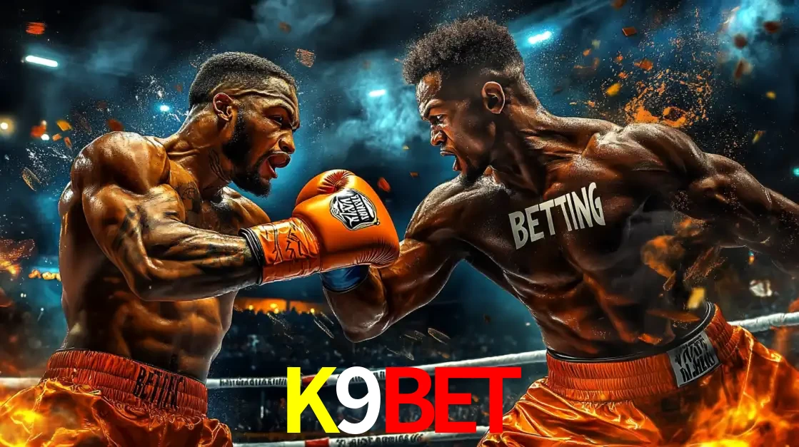Dois boxeadores em uma luta intensa e explosiva, representando a adrenalina e as oportunidades de apostas em esportes de combate disponíveis na plataforma K9BET.