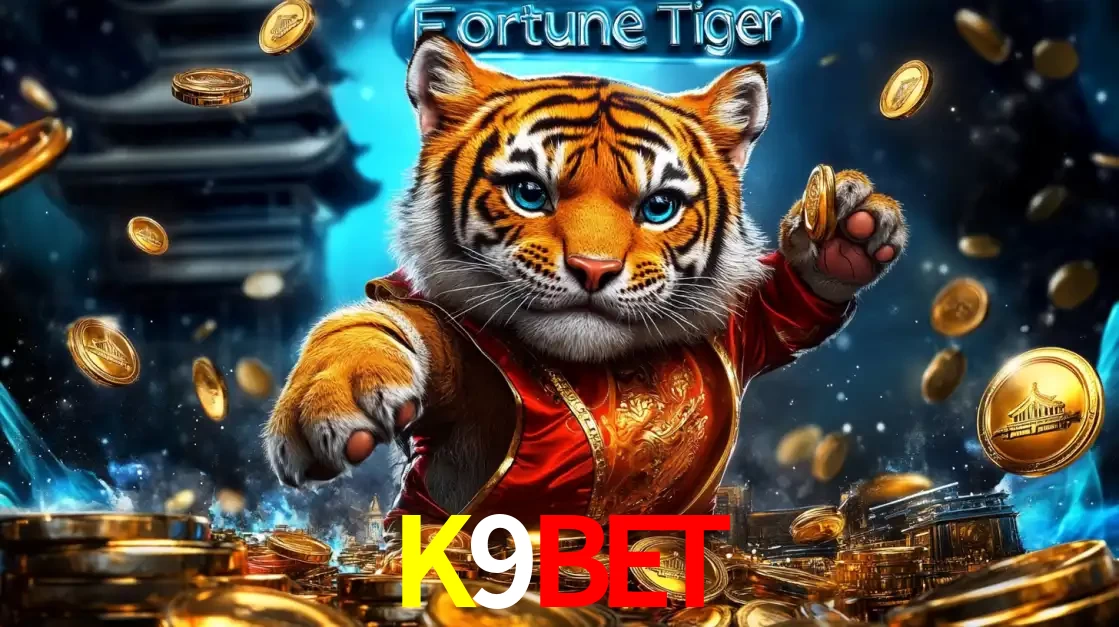 Imagem promocional do jogo de slot Fortune Tiger, com um tigre majestoso em traje tradicional cercado por uma fortuna em moedas de ouro, disponível agora no cassino K9BET.