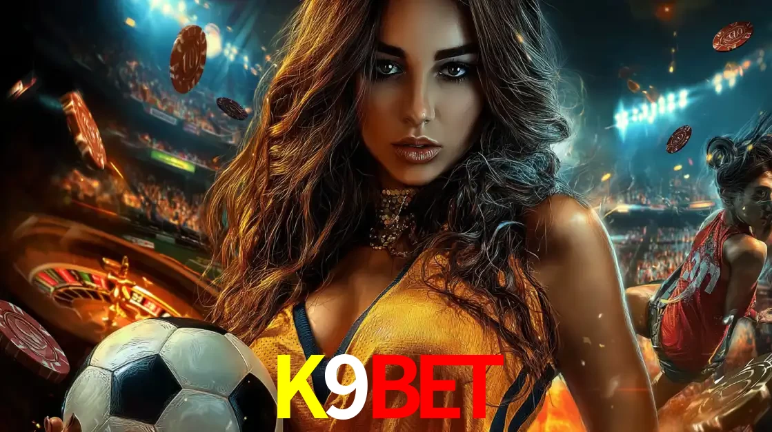 Mulher segurando uma bola de futebol em uma montagem que mistura a paixão esportiva com a emoção da roleta de cassino, tudo disponível na plataforma K9BET.